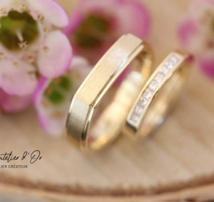 Duo alliances Madame Monsieur en or éthique 18 carats