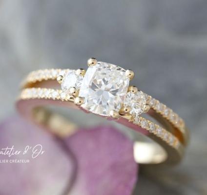 Magnifique bague diamants en or éthique 18 carats création unique L'Atelier d'Or