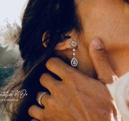 Boucles d'oreilles sur-mesure en or blanc 18 carats et diamants
