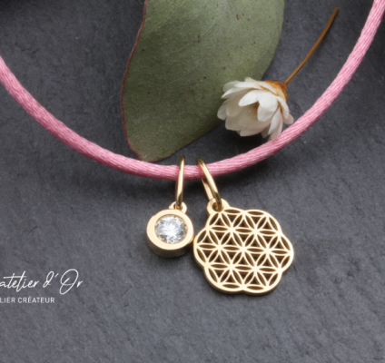 Collier fleur de vie , Équilibre & Lumière en or éthique et diamant