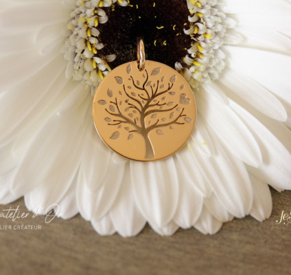 Médaille Arbre de vie, bijoux pour enfants en or recyclé 18 carats