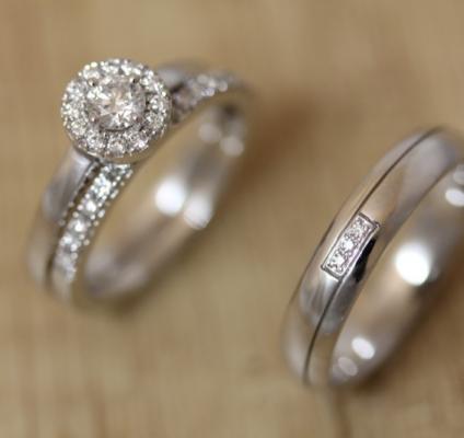 Solitaire diamant avec alliance diamants 