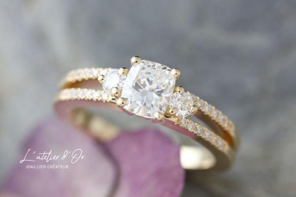 Magnifique bague diamants en or éthique 18 carats création unique L'Atelier d'Or