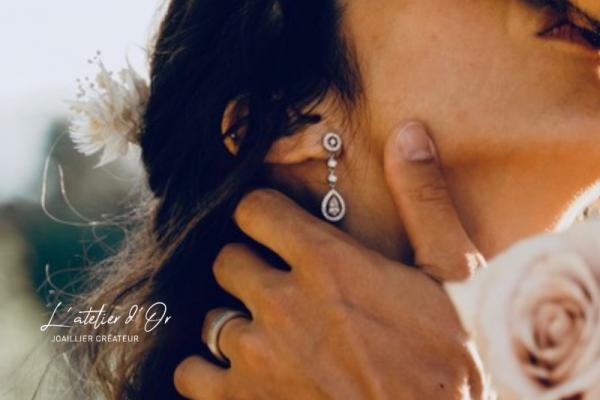 Boucles d'oreilles sur-mesure en or blanc 18 carats et diamants