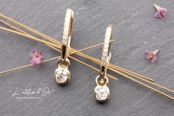Boucles d’oreilles en or jaune 18 carats recyclés et diamants 
