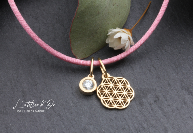 Collier fleur de vie , Équilibre & Lumière en or éthique et diamant