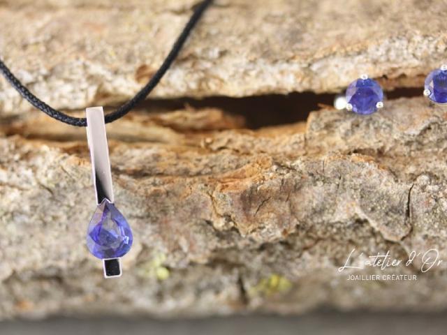 Parure sur mesure, pendentif et boucles d'oreilles