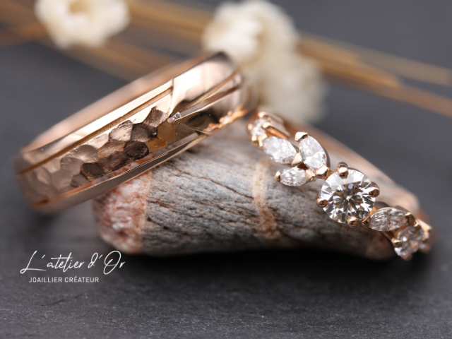 Duo d’Alliances en or rose 18 carats – Créations uniques et originales