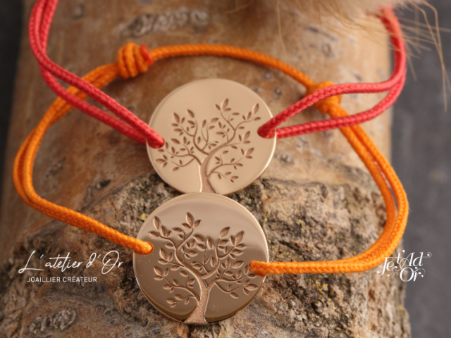 Gourmettes en or éthiques arbre de vie, bijoux pour enfants par Je T'AdOr