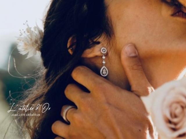 Boucles d'oreilles sur-mesure en or blanc 18 carats et diamants