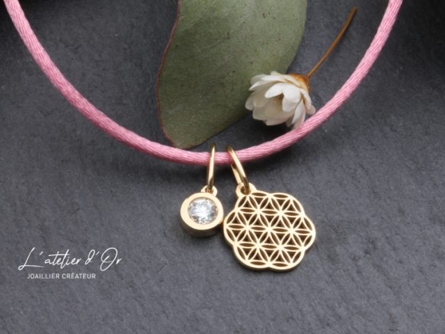 Collier fleur de vie , Équilibre & Lumière en or éthique et diamant